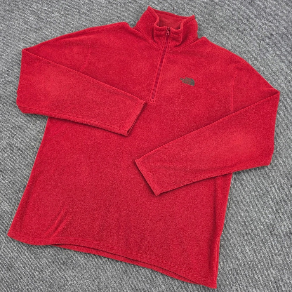 The North Face Mens L Red TKA 100 Glacier Quarter Zip Fleece Pullover Jacket